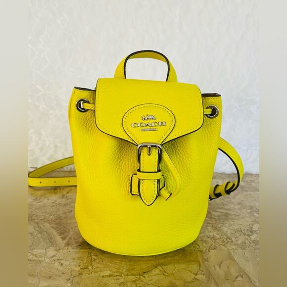 COACH AMELIA NEON YELLOW CONVERTIBLE MINI BACKPACK CL408 - Picture 1 of 10